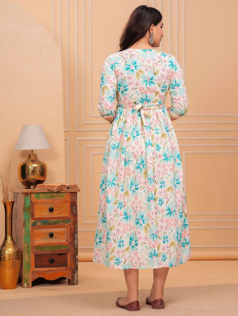 women floral printed round neck maternity dress - 21748301 -  Standard Image - 3