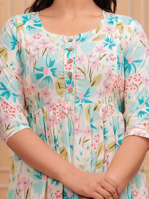 women floral printed round neck maternity dress - 21748301 -  Standard Image - 5