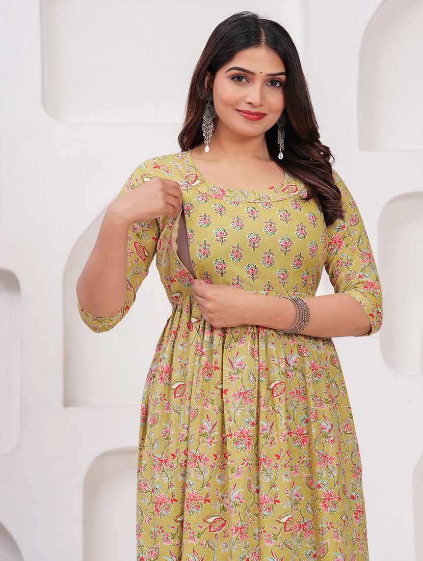 women floral printed round neck maternity dress - 21748310 -  Standard Image - 3