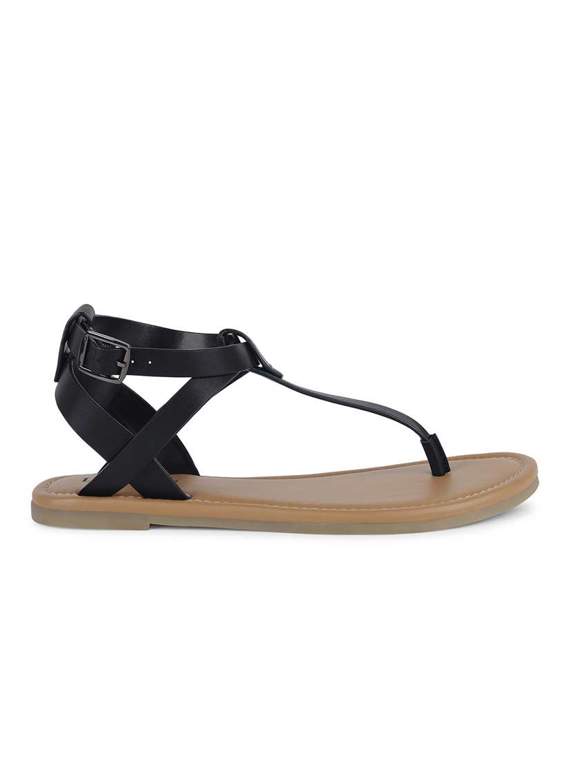 women solid t-strap sandals - 21748343 -  Standard Image - 3