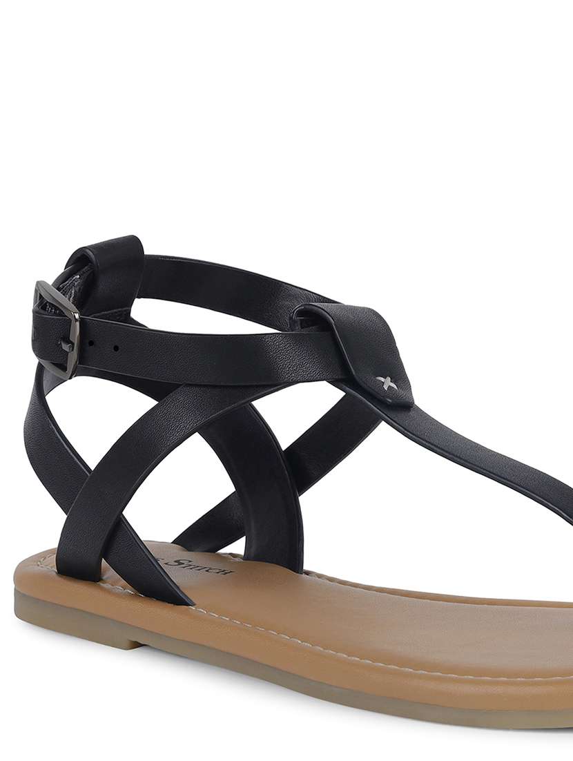 women solid t-strap sandals - 21748343 -  Standard Image - 5