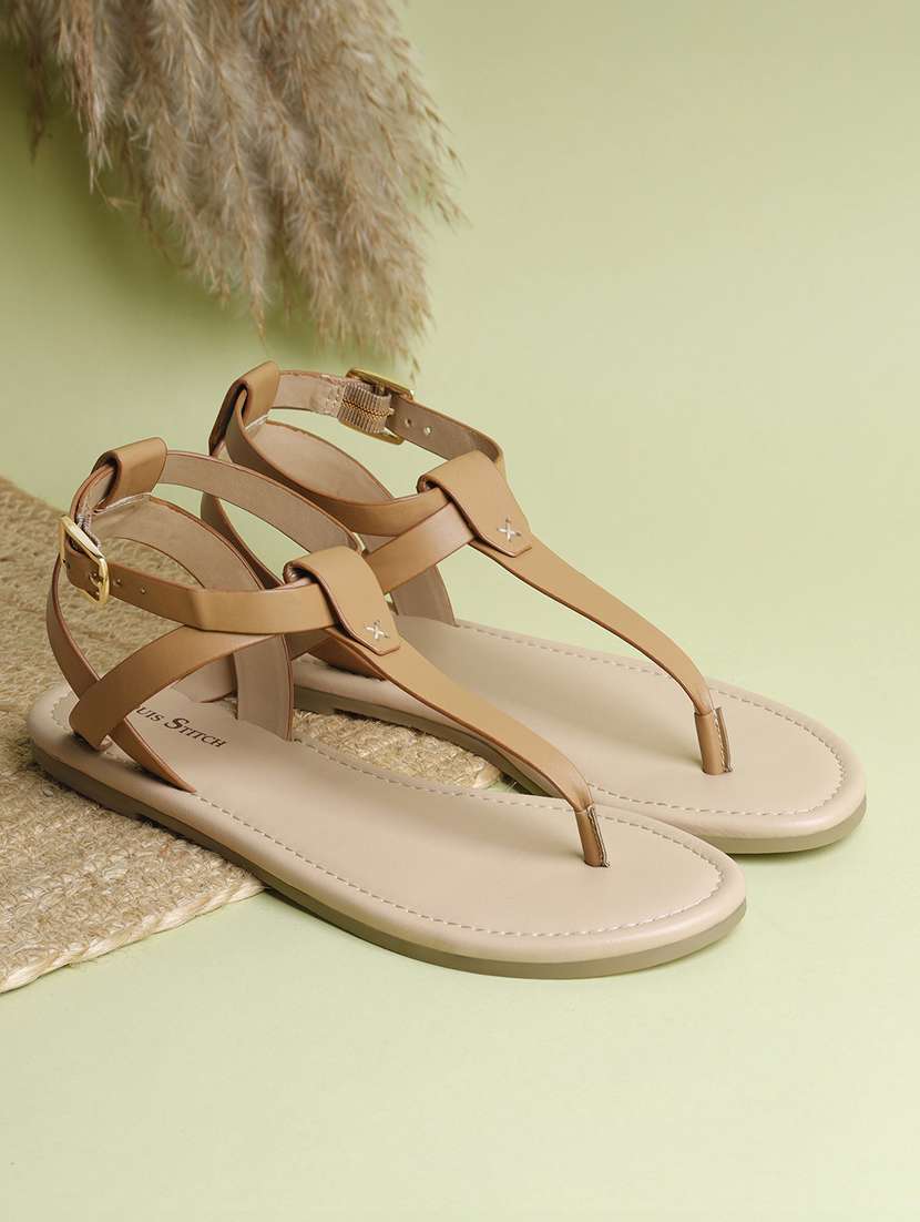 women solid t-strap sandals