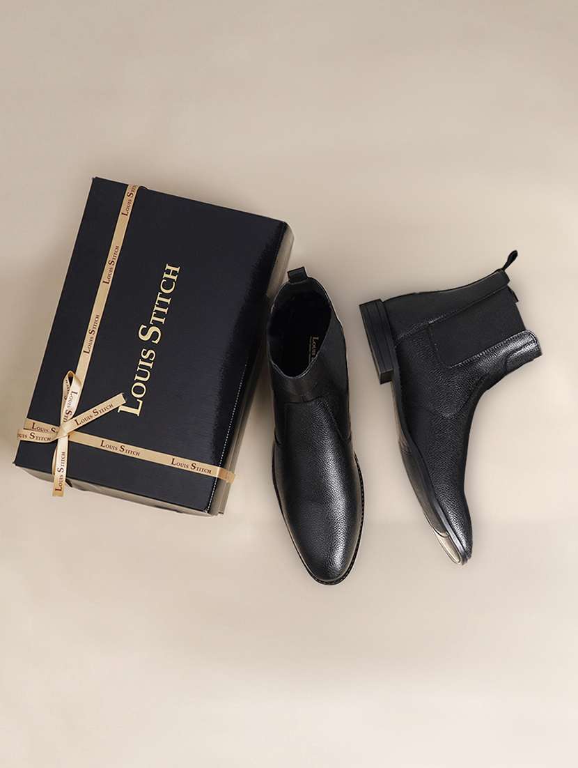 men solid slip on boots - 21748418 -  Standard Image - 5