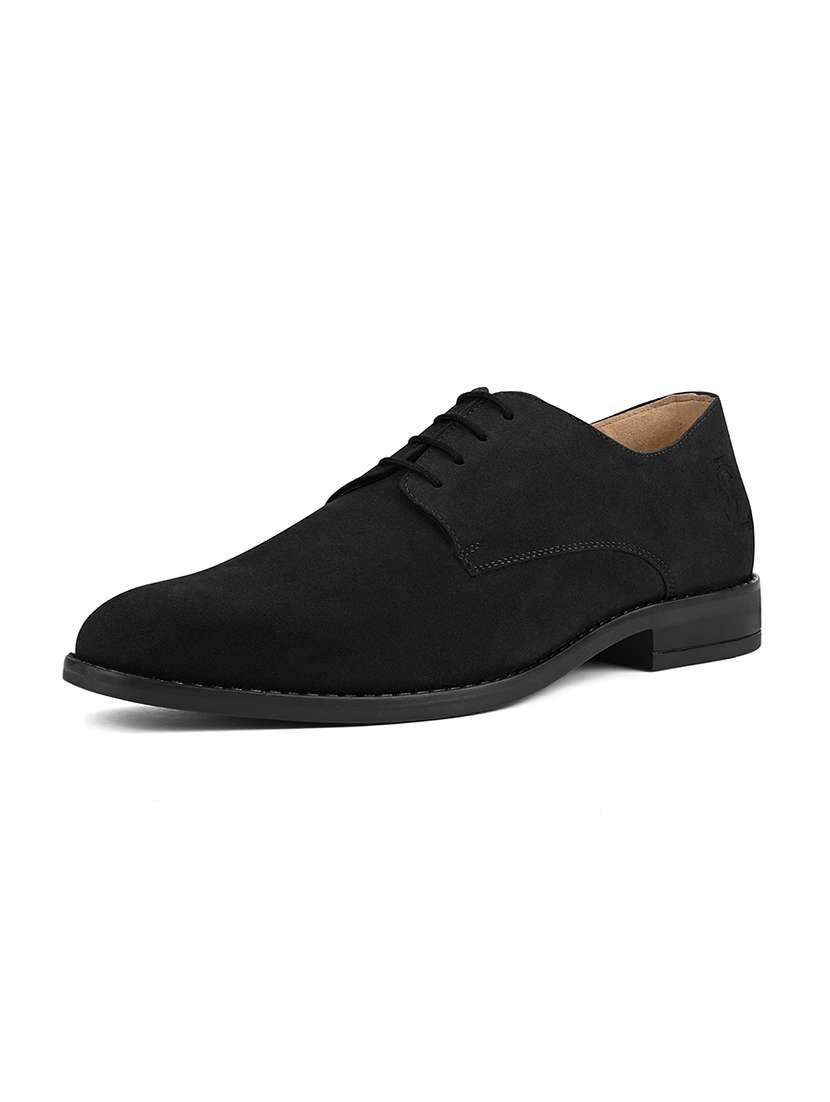 men solid lace-up derbys
