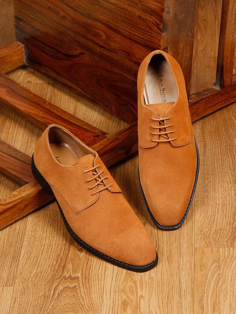 men solid lace-up derbys