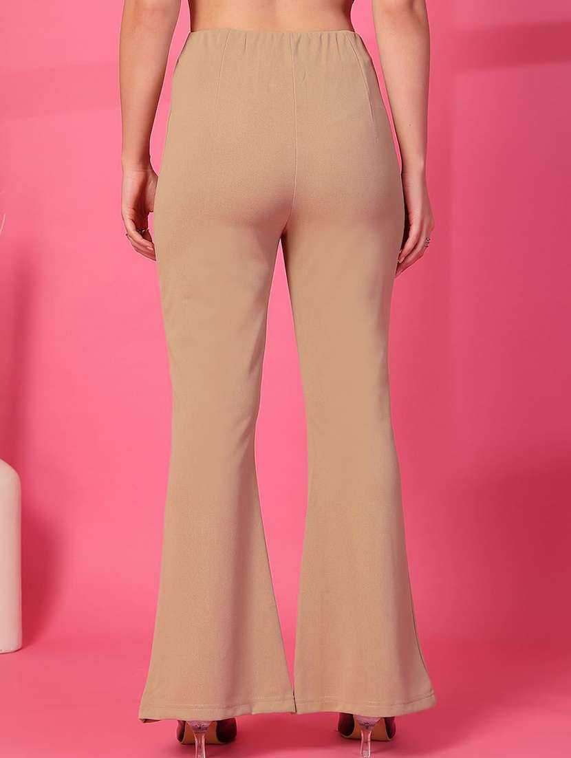 women solid high rise bootcut trouser - 21748630 -  Standard Image - 3