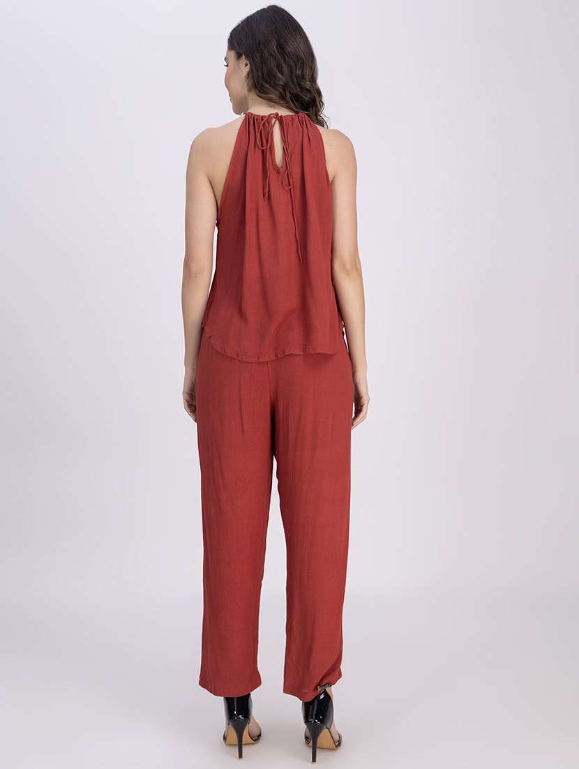 women solid top and trouser co-ord set - 21748642 -  Standard Image - 3