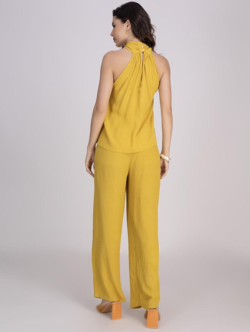 women solid top and trouser co-ord set - 21748646 - Standard Image - 3