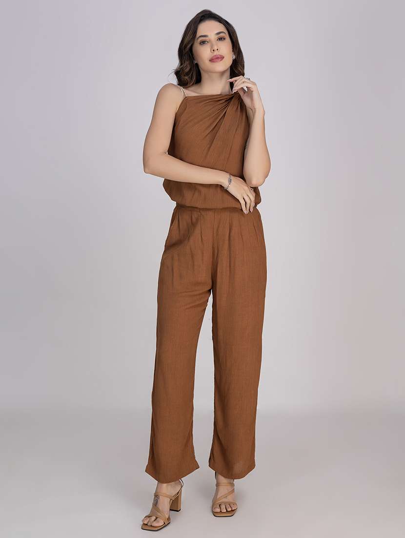 women solid top and trouser co-ord set