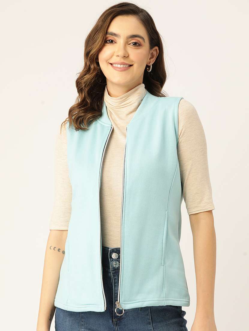 women solid sleeveless regular jacket - 21748657 -  Zoom Image - 0