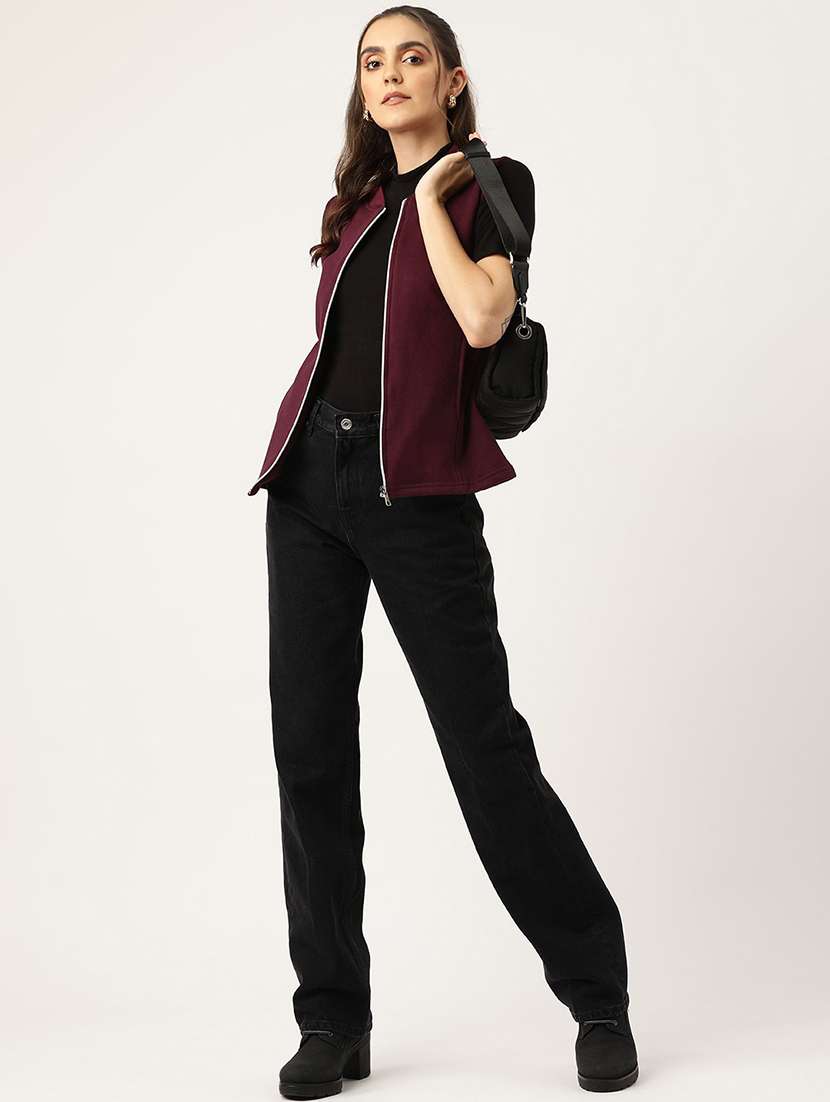 women solid sleeveless regular jacket - 21748669 - Standard Image - 3