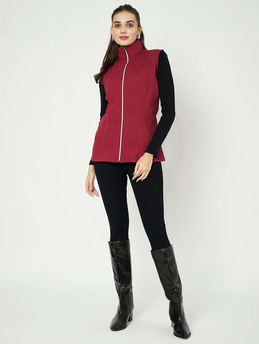 Women Solid Sleeveeless Regular Jacket - 21748676 -  Standard Image - 3