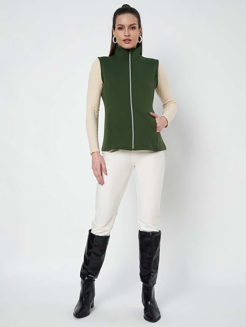 women solid sleeveeless regular jacket - 21748682 -  Standard Image - 3