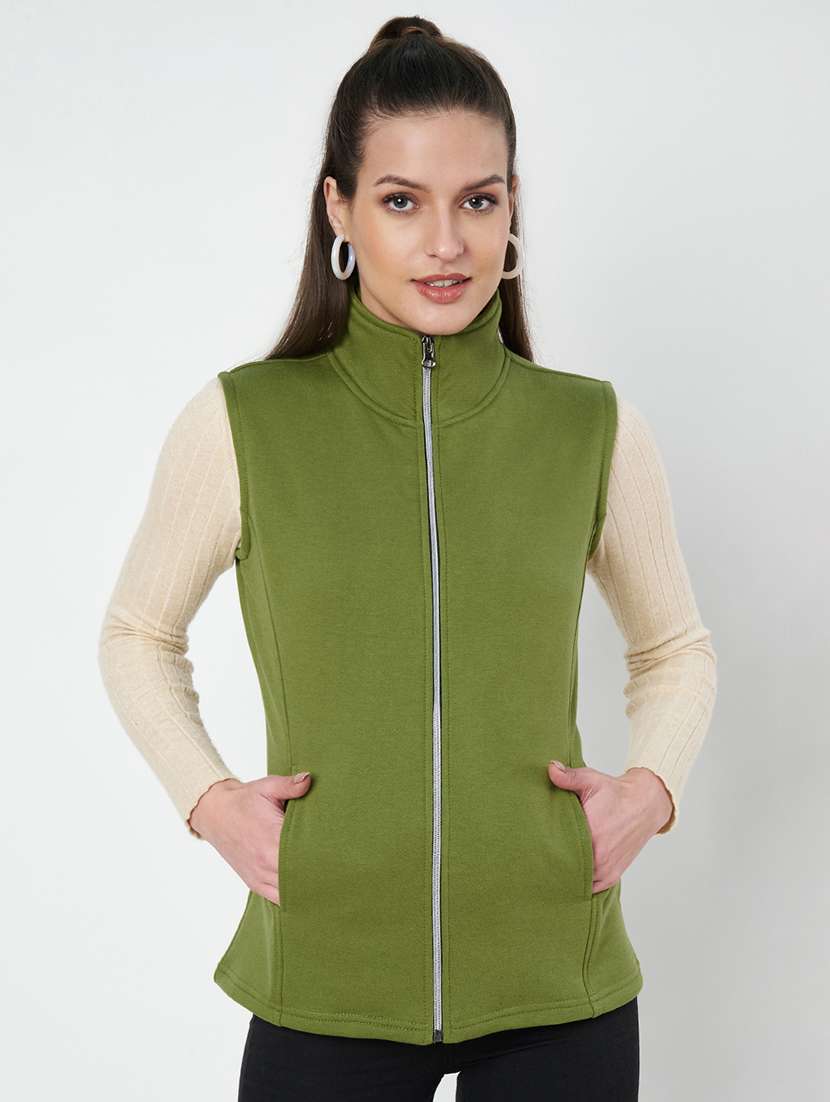 women solid sleeveeless regular jacket - 21748685 - Zoom Image - 0