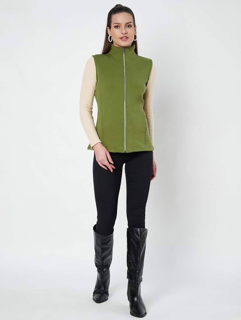 women solid sleeveeless regular jacket - 21748685 - Standard Image - 3