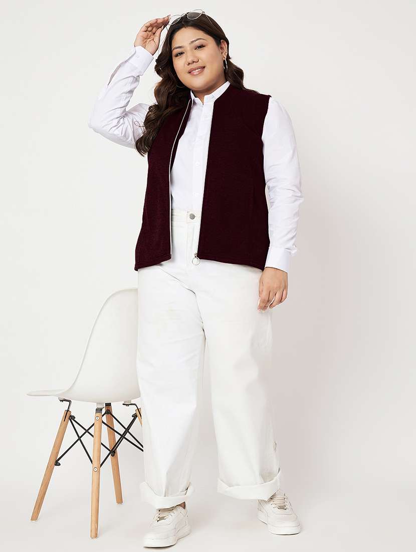 women plus size solid sleeveeless regular jacket - 21748701 -  Standard Image - 3