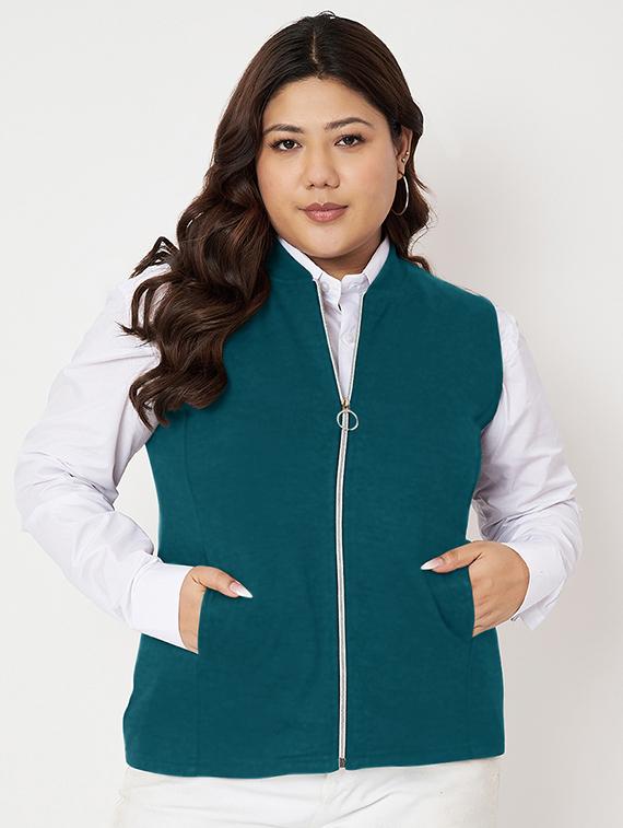 teal fleece regular jacket - 21748708 - Zoom Image - 0