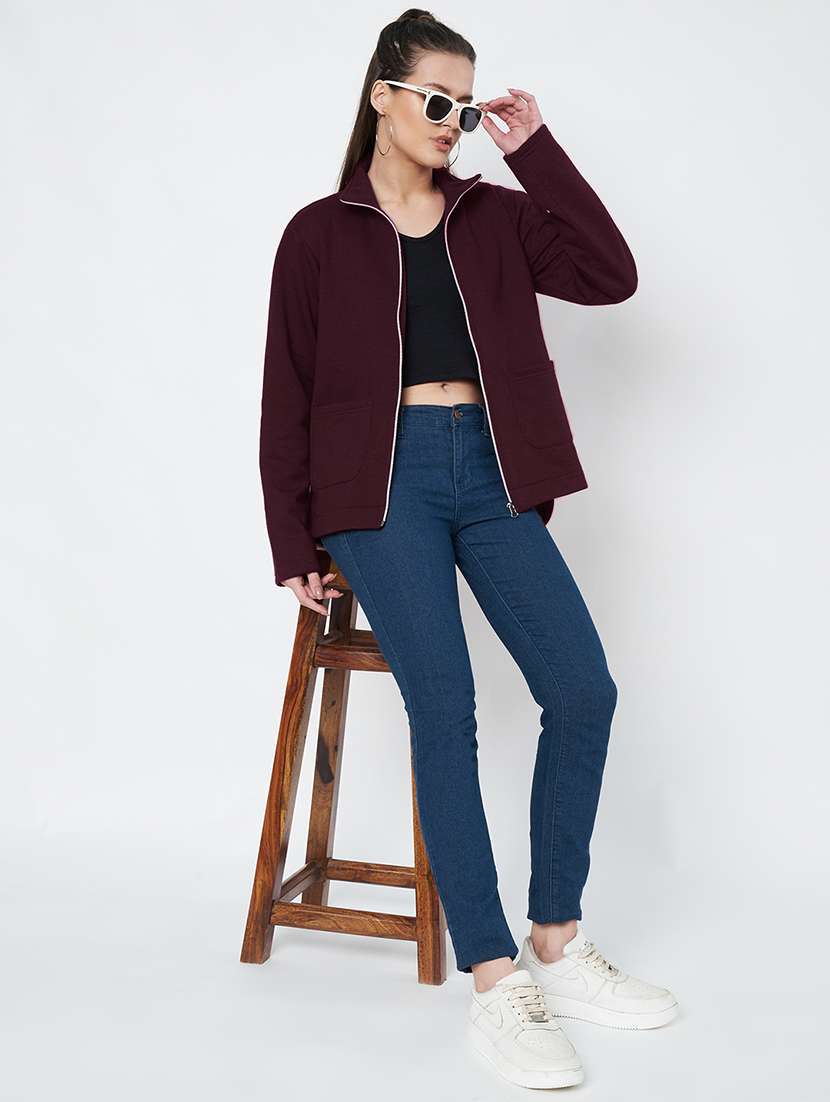 women solid long sleevees regular jacket - 21748713 -  Standard Image - 3