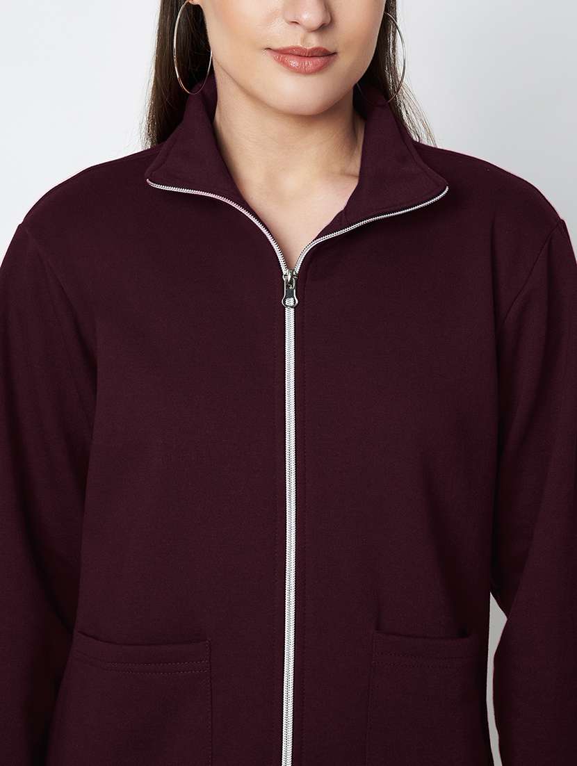 women solid long sleevees regular jacket - 21748713 -  Standard Image - 5