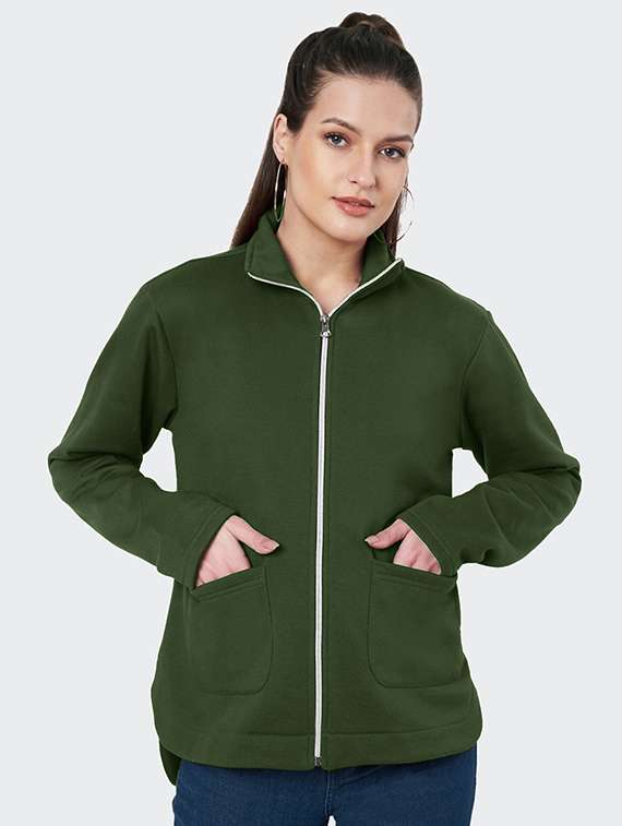 women solid long sleeves regular jacket