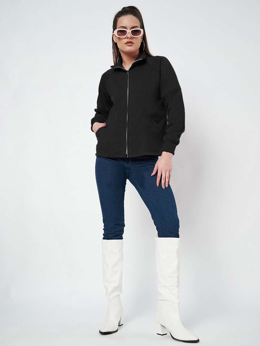 women solid long sleevees regular jacket - 21748726 - Standard Image - 3
