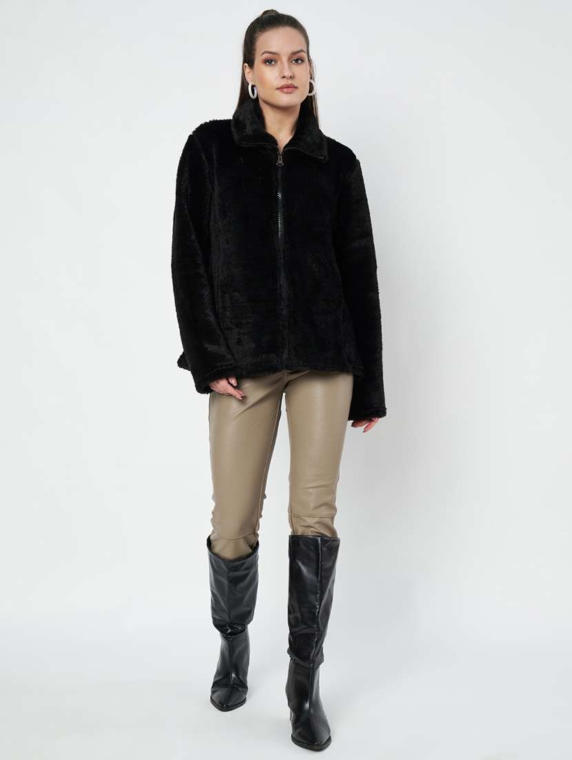 women solid long sleevees regular jacket - 21748740 -  Standard Image - 3