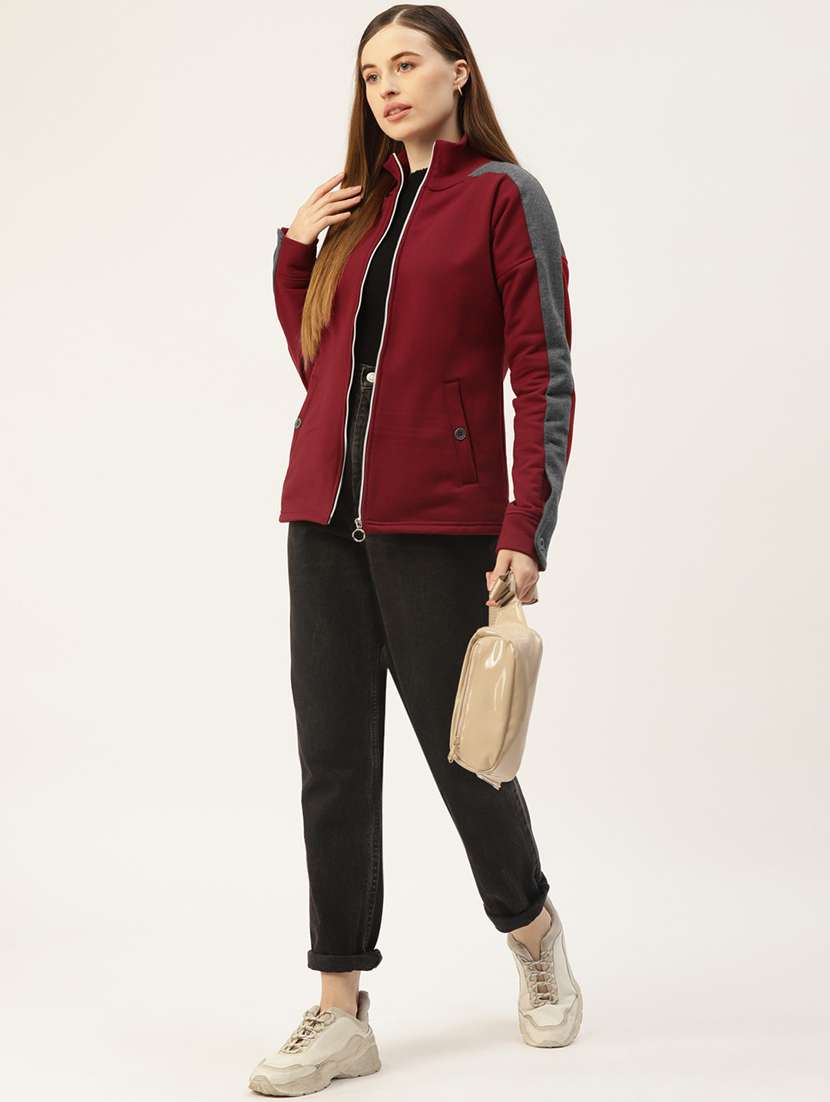 women color blocked long sleeves regular jacket - 21748746 -  Standard Image - 3