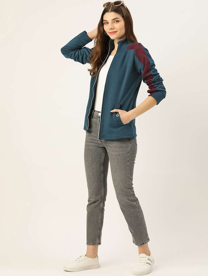 women color blocked long sleevees regular jacket - 21748749 -  Standard Image - 3