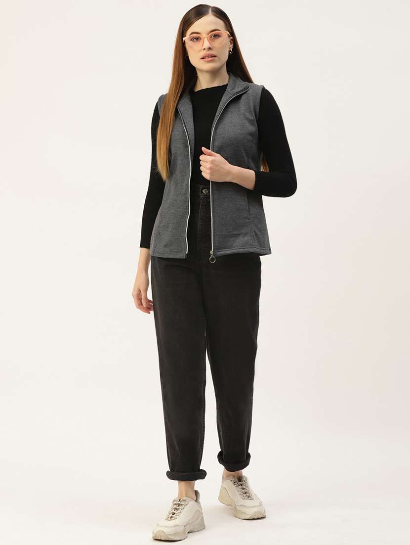 women solid sleeveeless regular jacket - 21748751 -  Standard Image - 3
