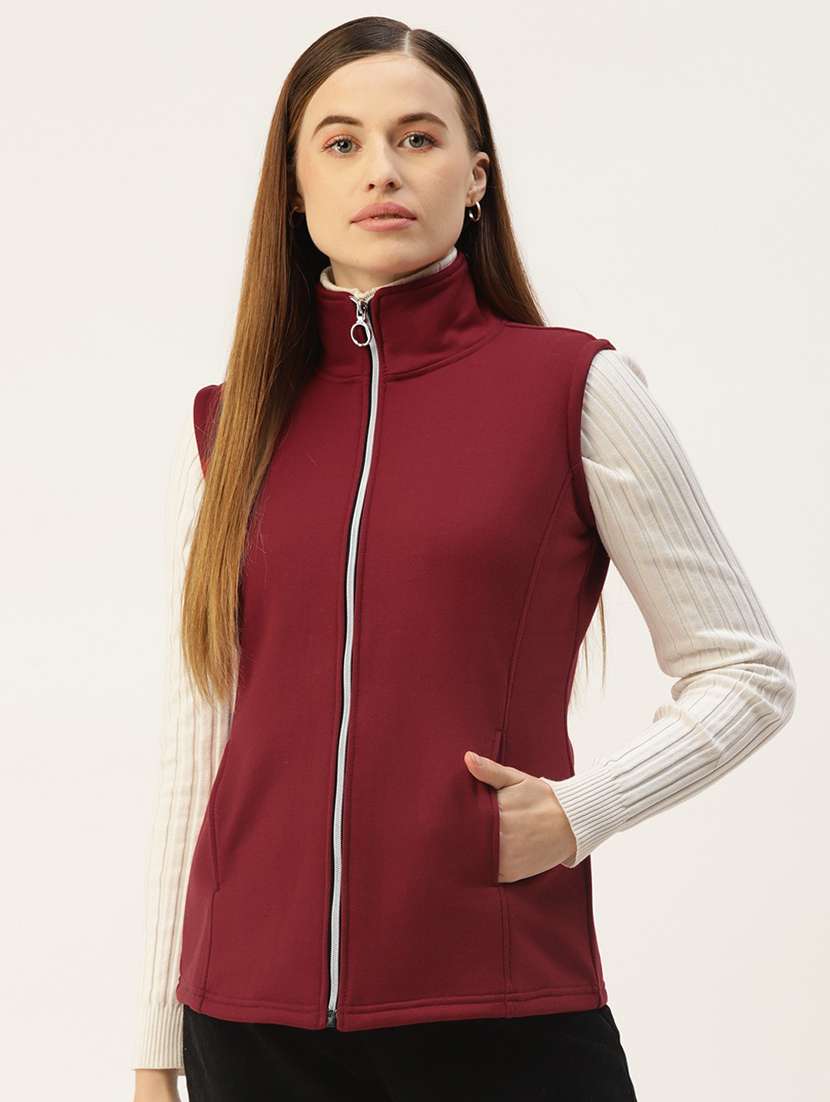 women solid sleeveeless regular jacket - 21748754 -  Zoom Image - 0