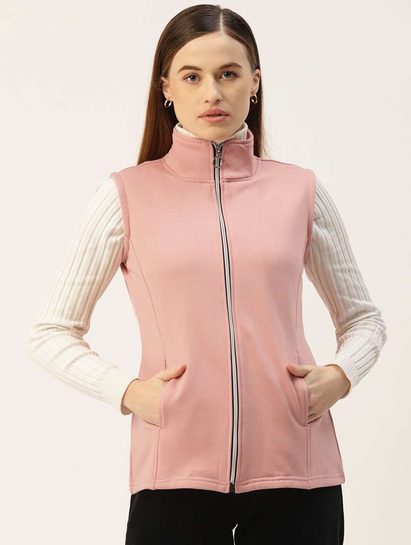women solid sleeveeless regular jacket