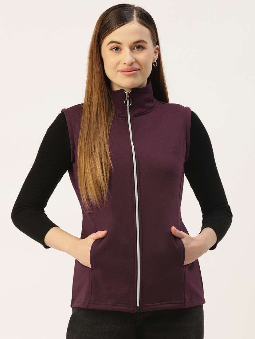 women solid sleeveeless regular jacket