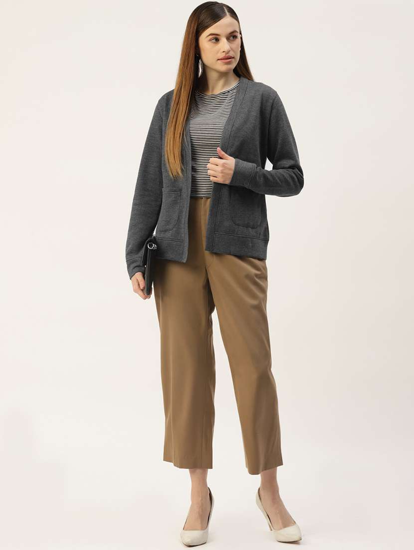 women solid long sleeves regular jacket - 21748759 -  Standard Image - 3