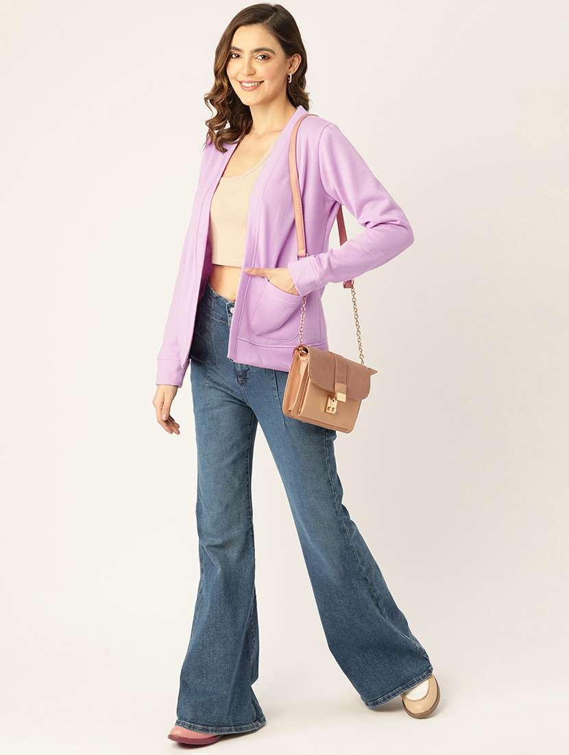 women solid long sleeves regular jacket - 21748761 -  Standard Image - 3
