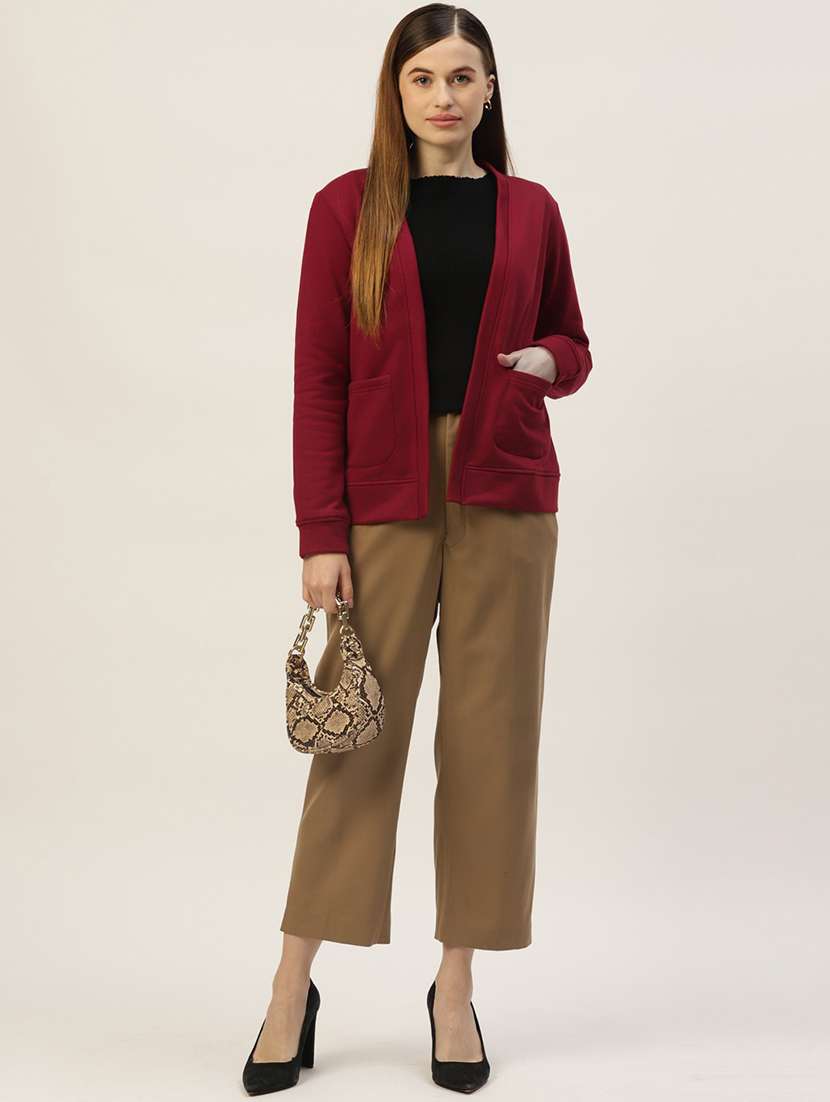 women solid long sleevees regular jacket - 21748762 -  Standard Image - 3