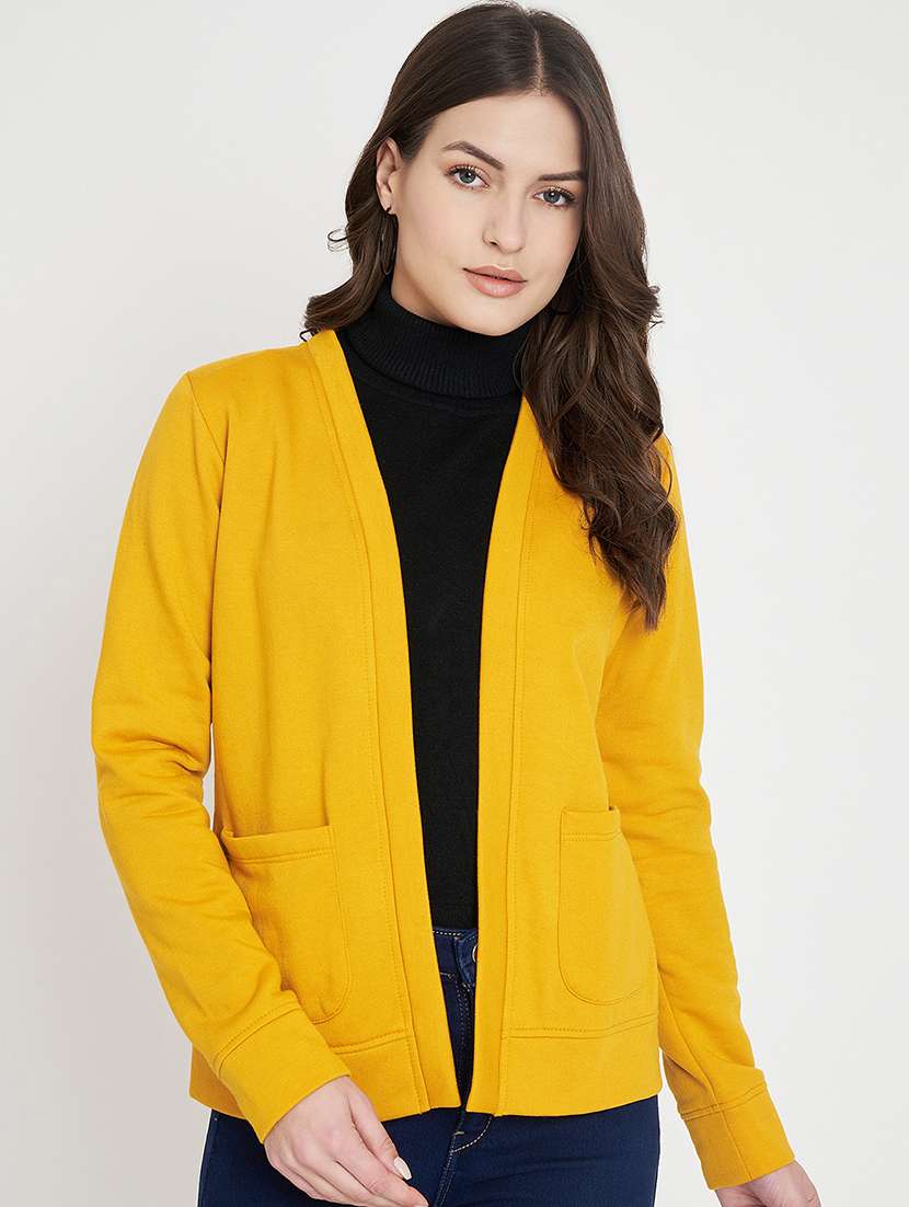 women solid long sleeves regular jacket
