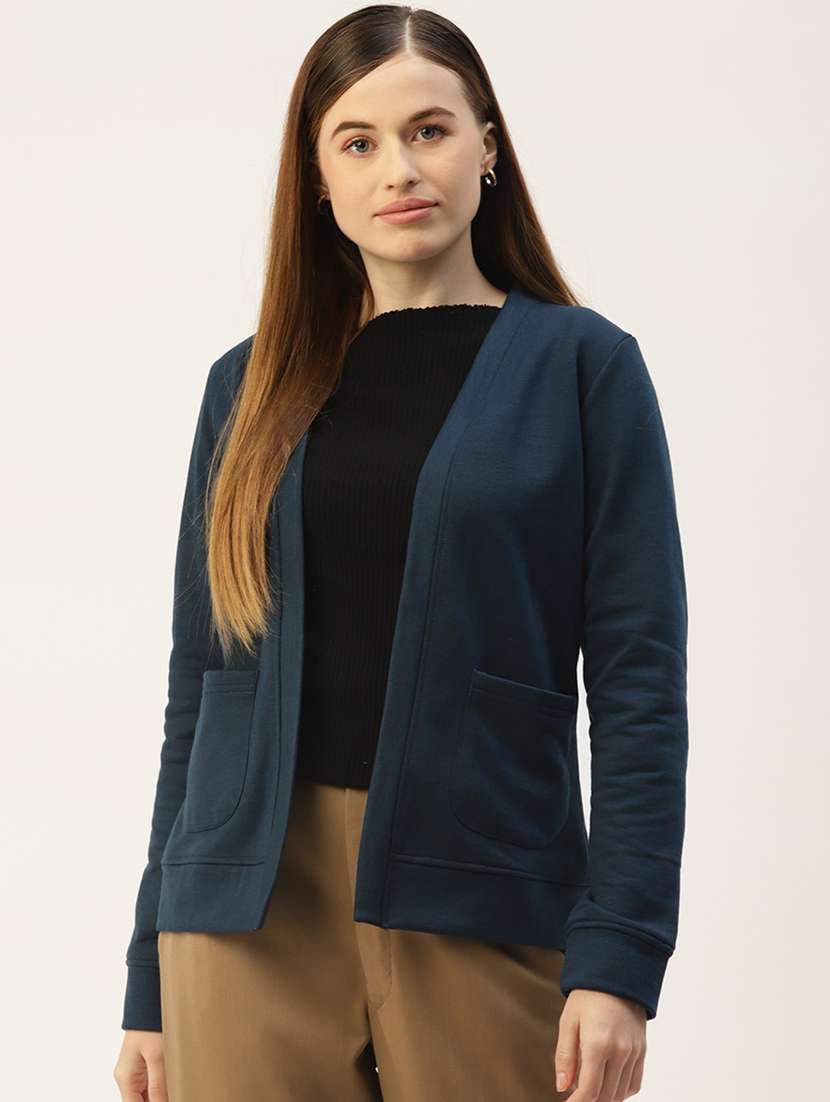 women solid long sleeves regular jacket