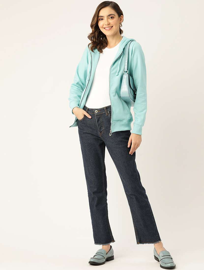 women solid long sleeves hooded jacket - 21748772 -  Standard Image - 3