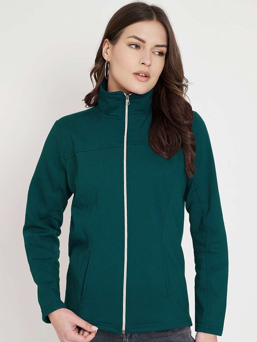 women solid long sleevees regular jacket