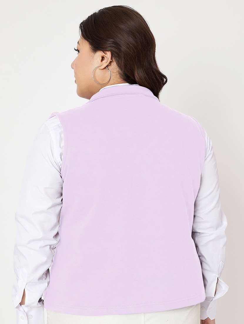 women plus size stand collar sleeveless jacket - 21748807 -  Standard Image - 3