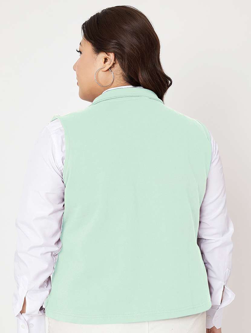 women plus size stand collar sleeveless jacket - 21748810 - Standard Image - 3