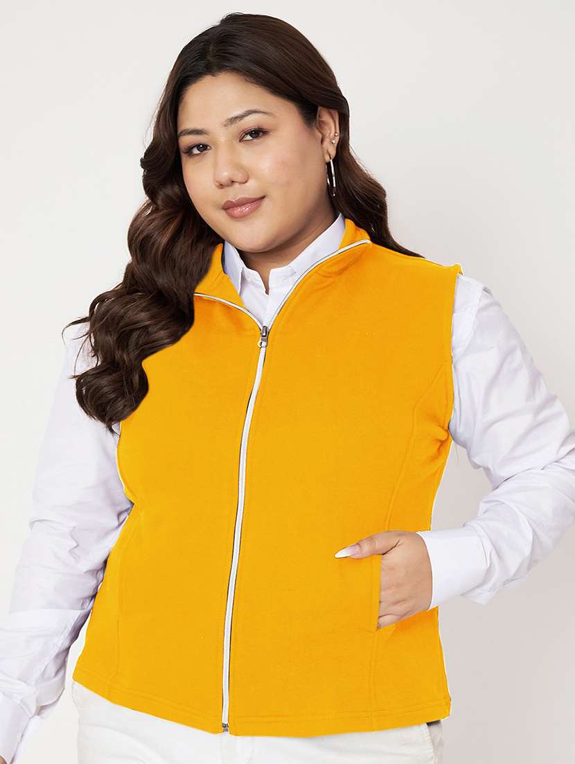 women plus size stand collar sleeveless jacket