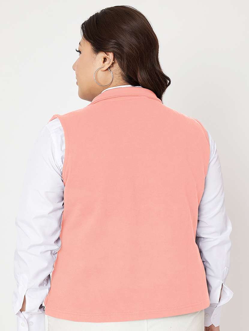 women plus size stand collar sleeveless jacket - 21748812 -  Standard Image - 3