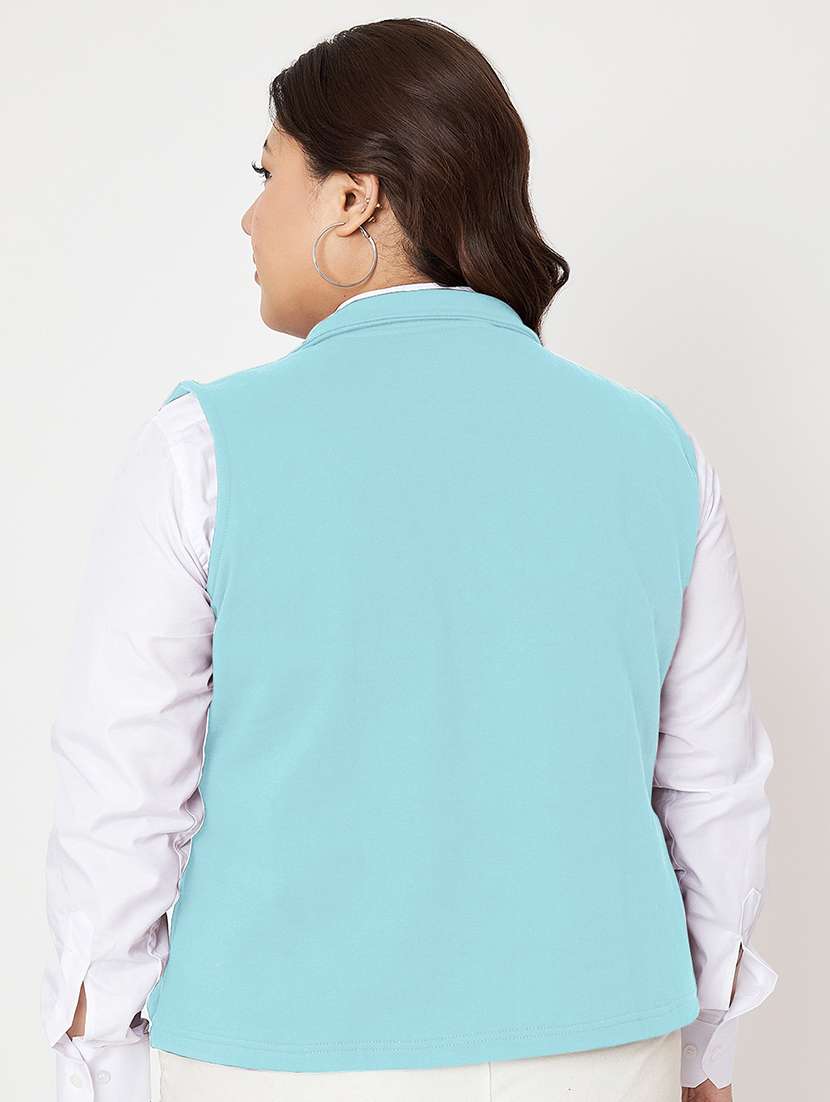 women plus size stand collar sleeveless jacket - 21748814 -  Standard Image - 3