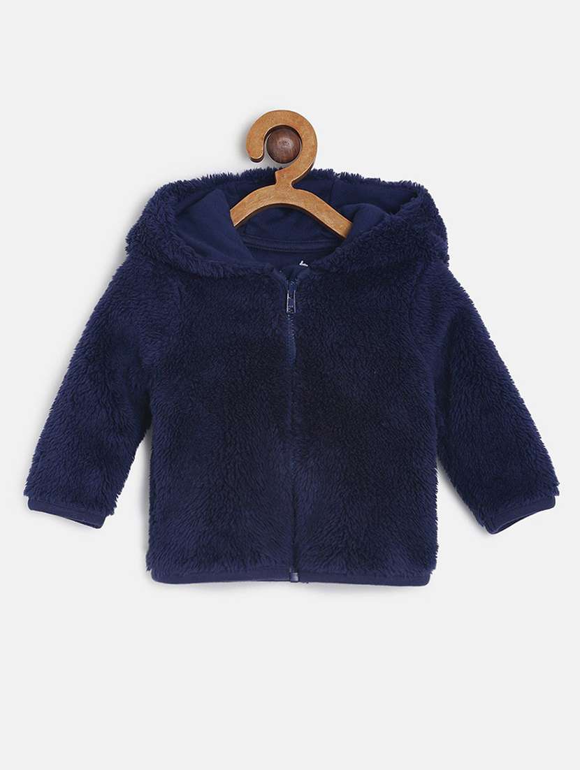 kids solid long sleeves fur jacket - 21748859 -  Zoom Image - 0