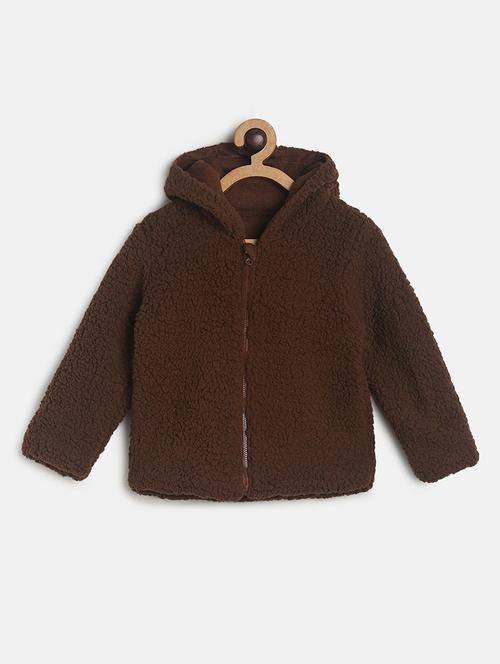 kids solid long sleeves fur jacket - 21748864 - Standard Image - 0