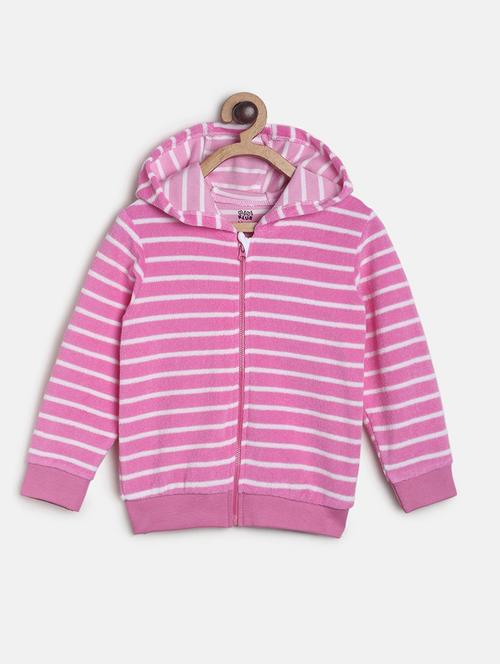 girls pink striped long sleeve hooded sweatshirt - 21748913 - Standard Image - 0