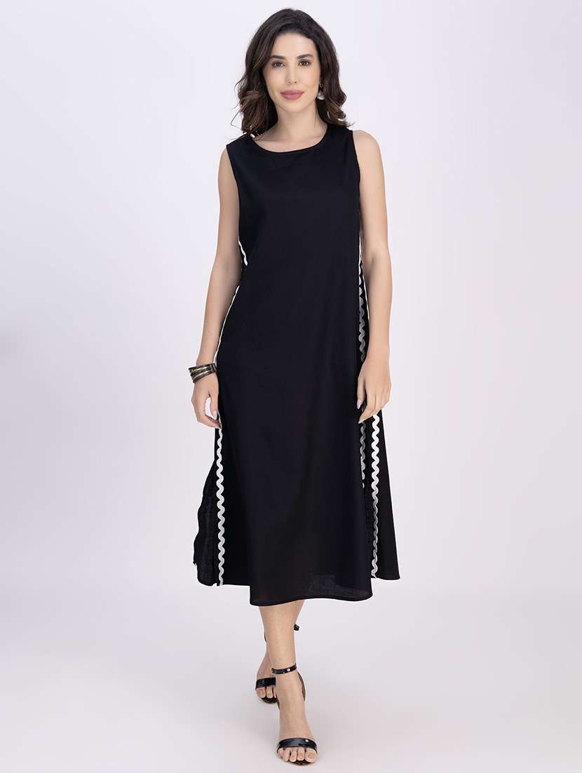 women solid sleeveless a-line dress - 21748926 - Zoom Image - 0