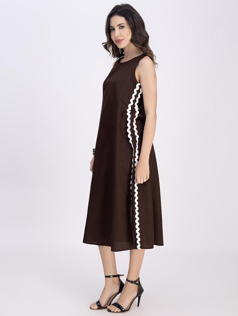 women solid sleeveless a-line dress - 21748928 - Standard Image - 3