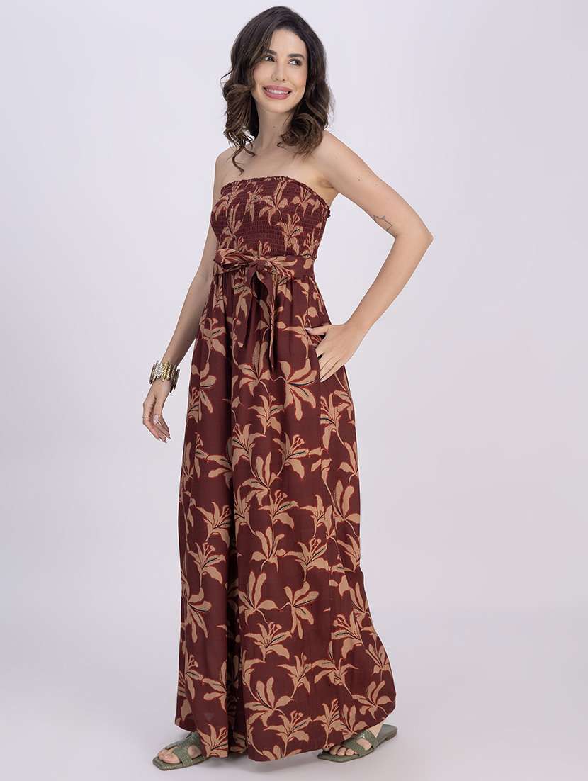 women printed smocked detailed full length jumpsuit - 21748929 -  Standard Image - 3